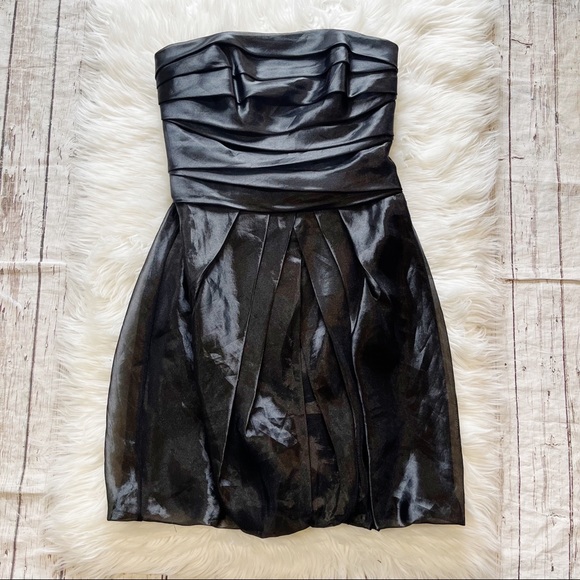 White by Vera Wang Black Pleated Chiffon Strapless Cocktail Dress Size 4 - Picture 1 of 7